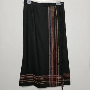 Women's Vintage Southwest Style Fringe Faux Wrap Skirt Size 6P